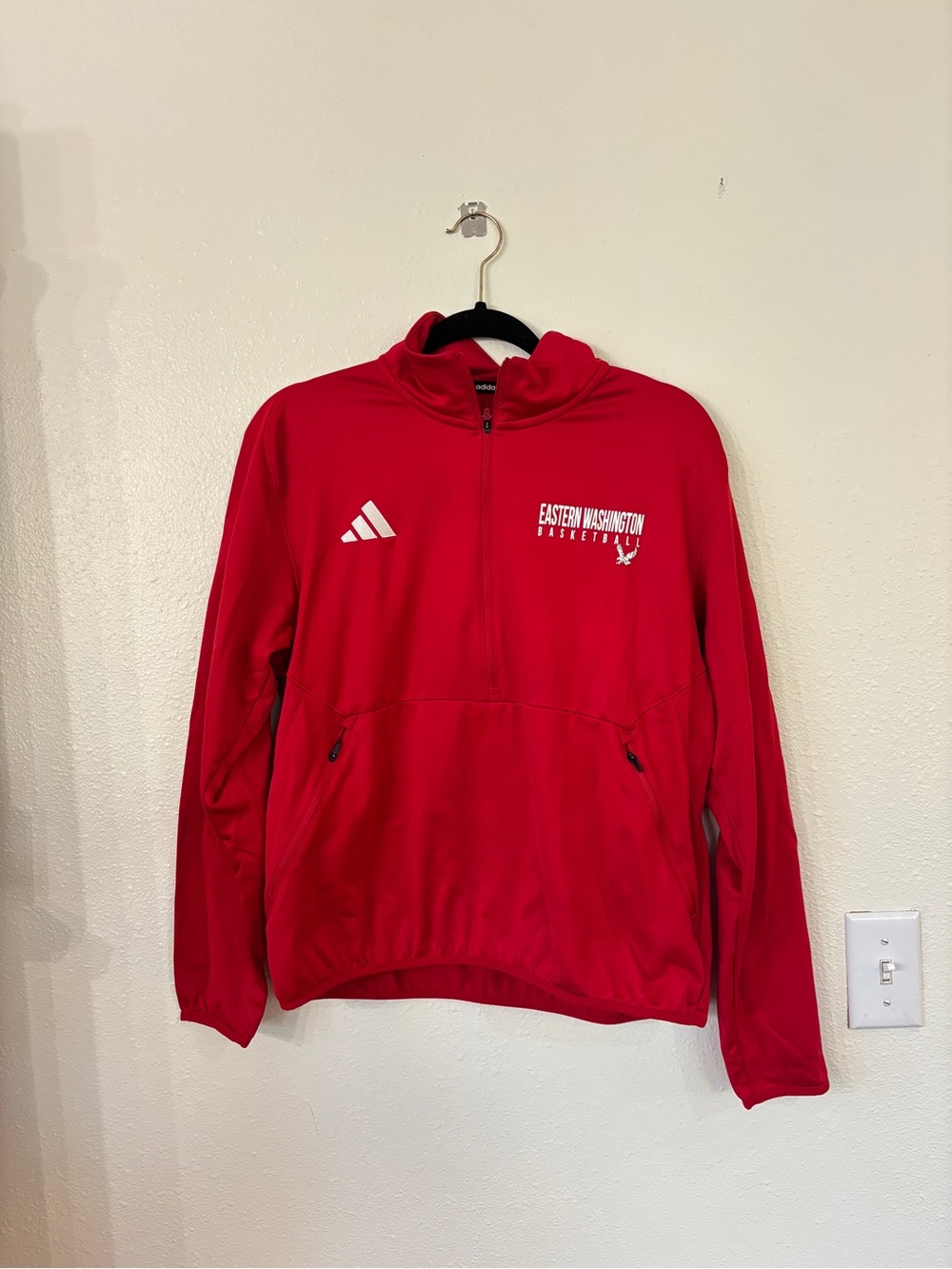 adidas Red Eastern Washington Basketball Half-Zip Pullover